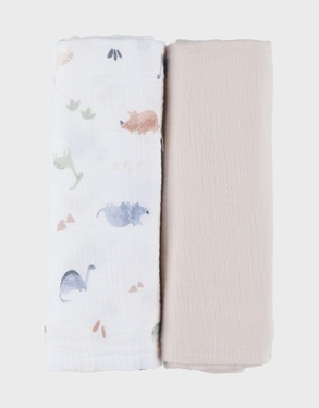 Lot de 2 langes 100*100cm, mousseline de coton bio