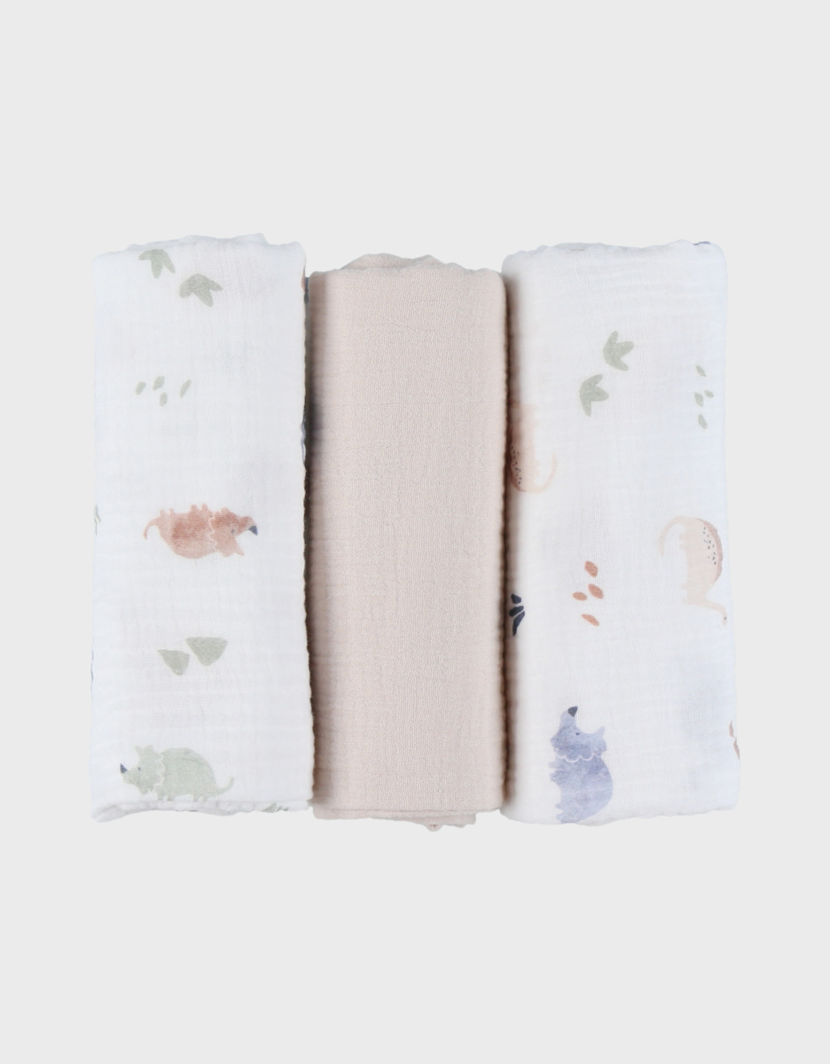 Lot de 3 langes 70*70cm, mousseline de coton bio