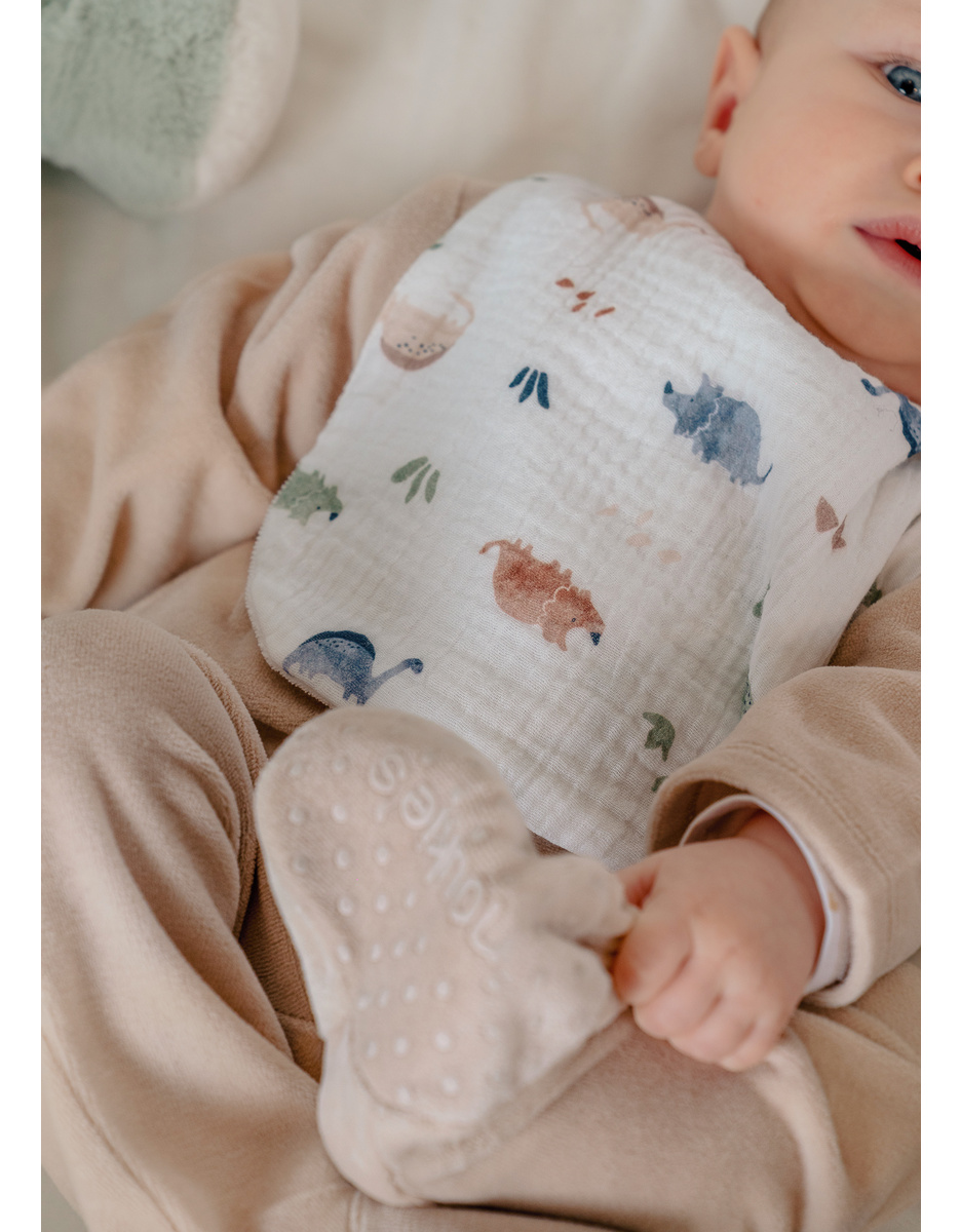 Set of 3 bibs, organic cotton muslin and terry