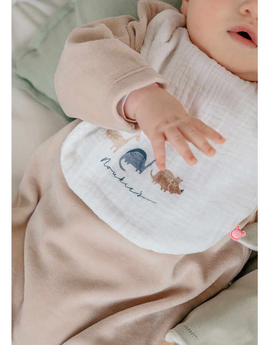 Set of 3 bibs, organic cotton muslin and terry