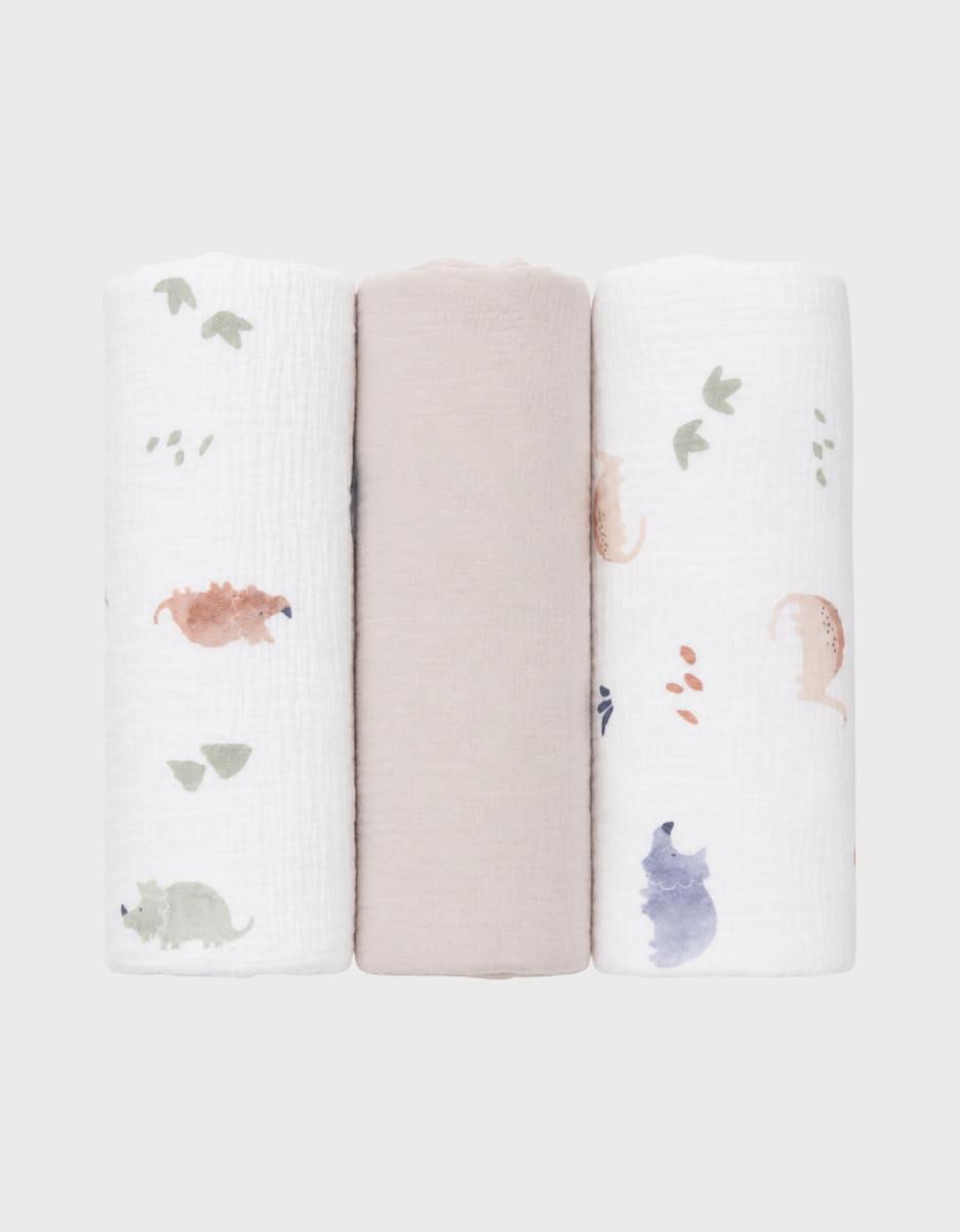 Set of 3 muslin cloths 70*70cm, organic cotton muslin