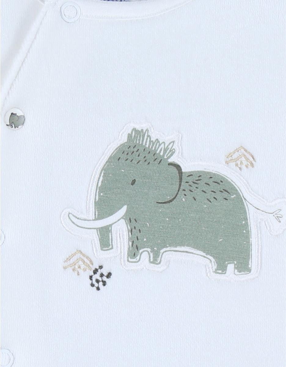 Pyjama bébé en velours avec broderie éléphant