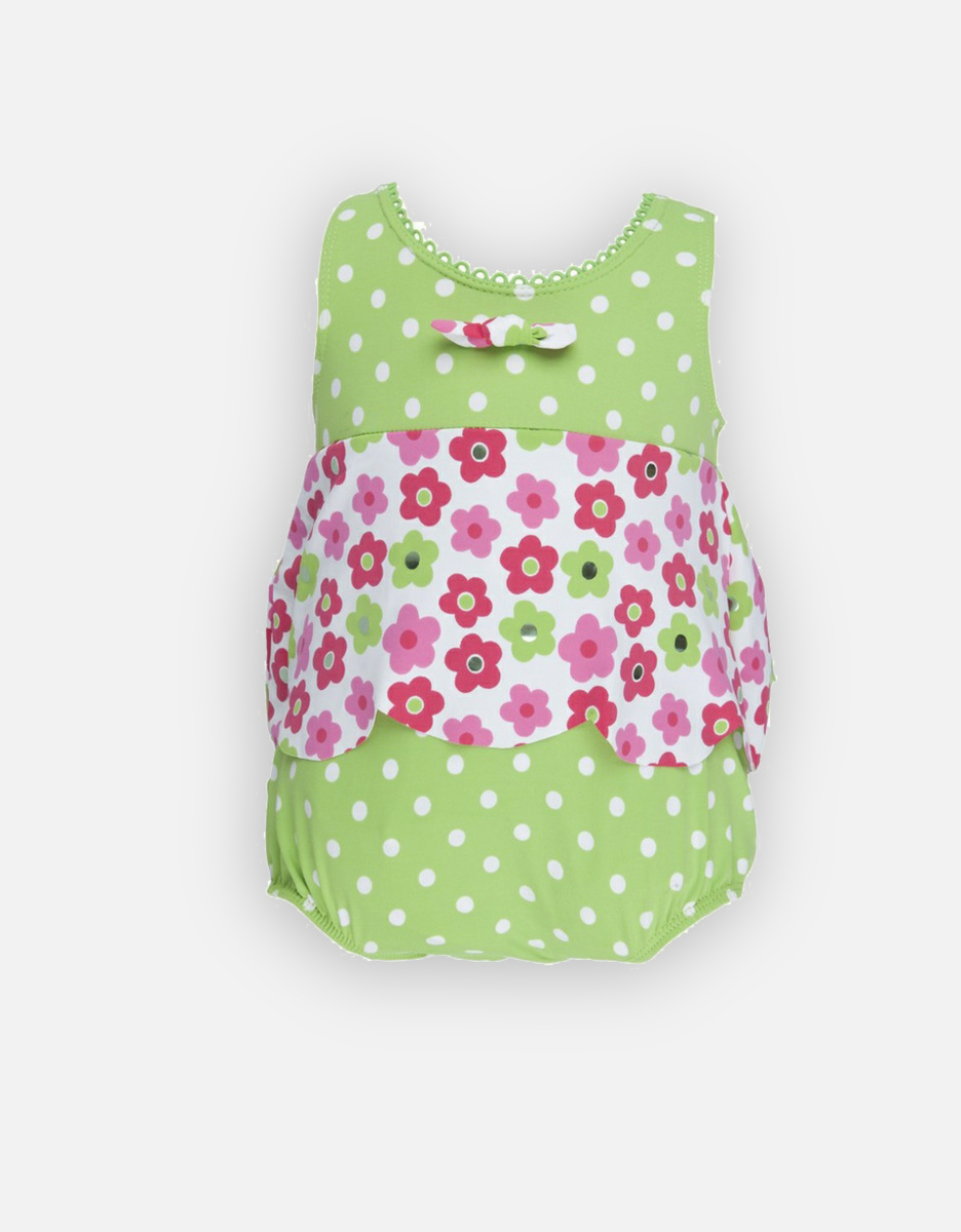 Dotty Flower Swimsuit Double Protection