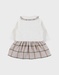 Two-fabric baby dress with beige checks
