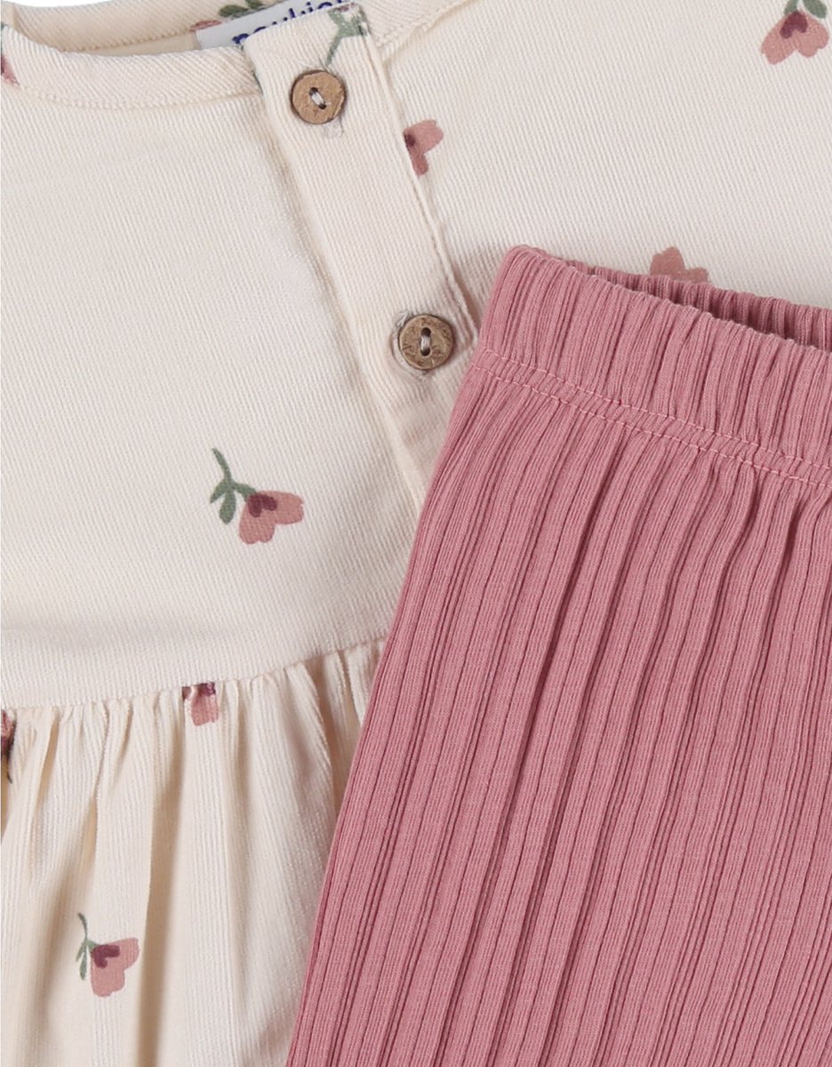 Dress and leggings set in ribbed jersey
