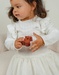 White two-material dress with knitted lurex
