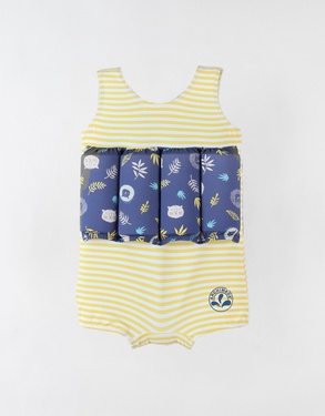 Gestreepte drijfpak met prints, gele/marineblauw