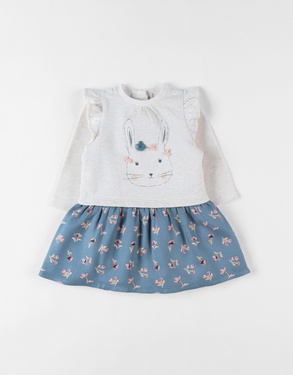 Two-material dress, rabbit