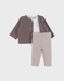 Ensemble 3 pièces en jersey beige avec gilet, t-shirt et leggings
