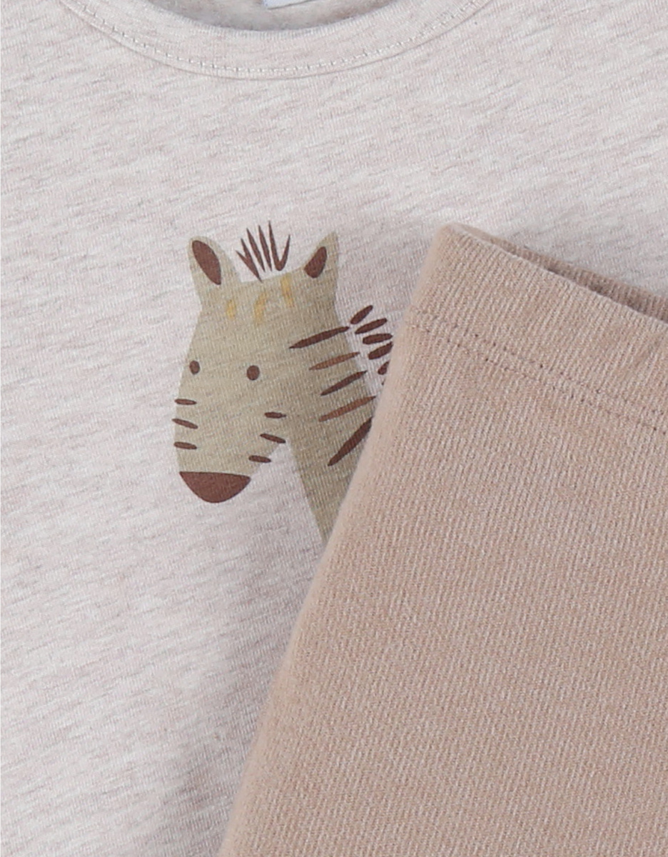 Ensemble t-shirt en coton et pantalon en jersey côtelé