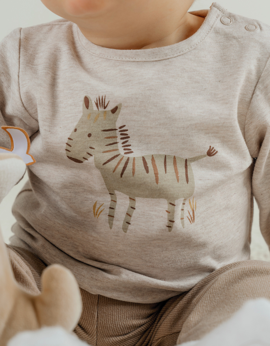 Ensemble t-shirt en coton et pantalon en jersey côtelé