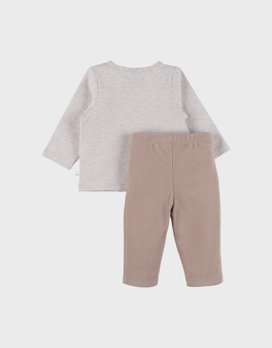 Ensemble t-shirt en coton et pantalon en jersey côtelé