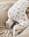 Fluwelen 1-delige pyjama met dierenprint, ecru
