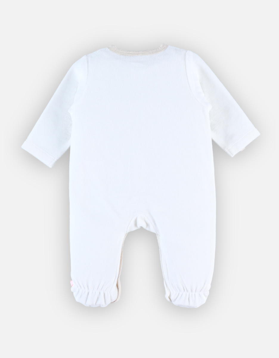 Pyjama 1 pièce renard en velours, écru