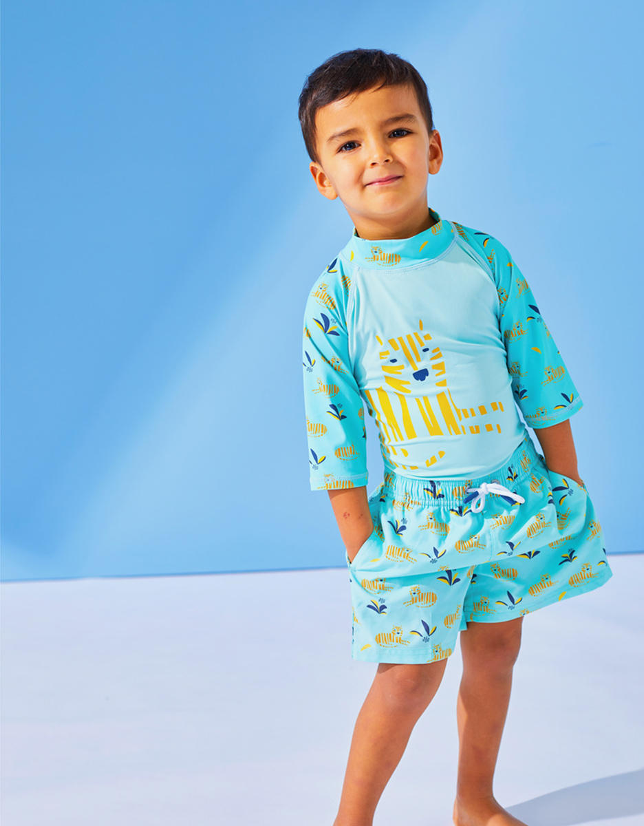 Turkooizen uv-shirt met tijgertjes