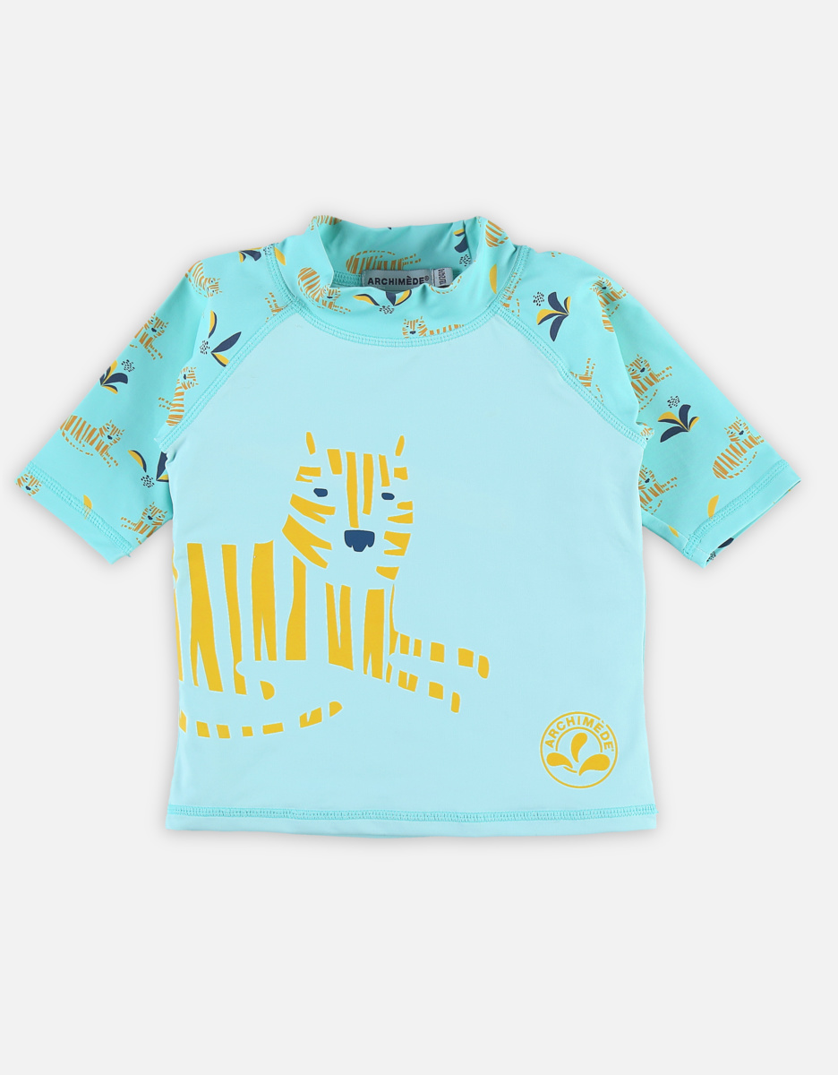 Turkooizen uv-shirt met tijgertjes
