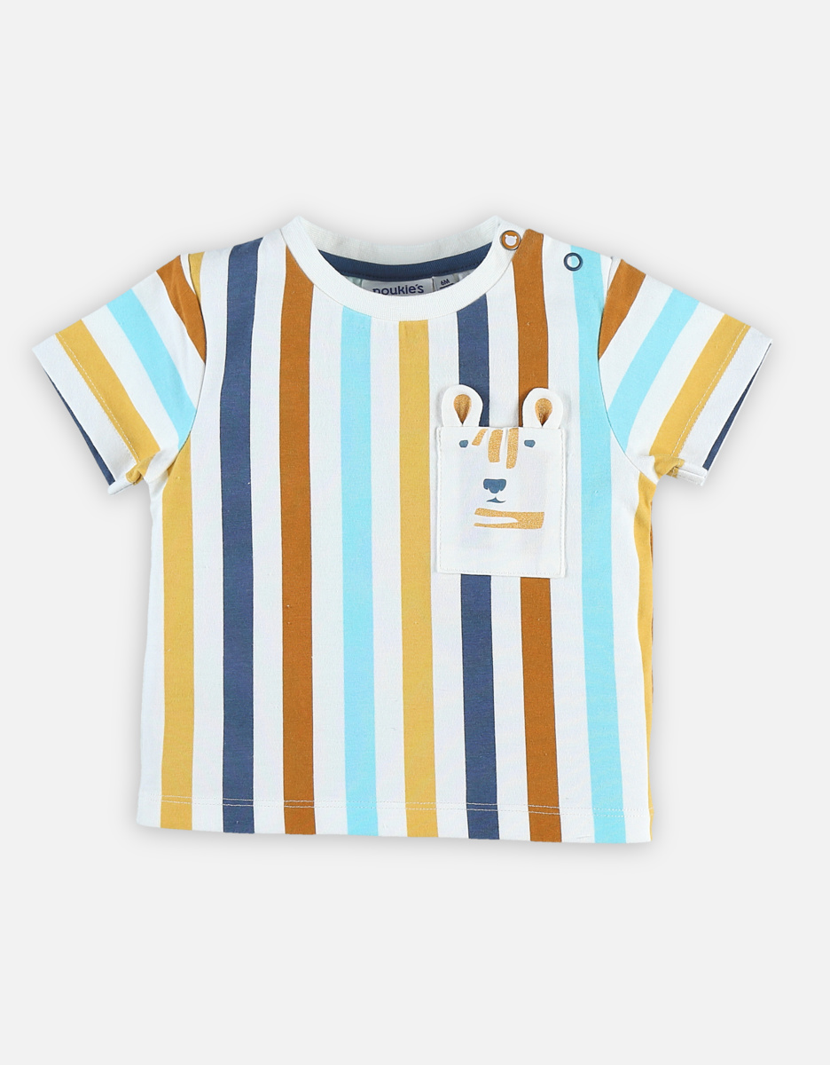 T-shirt manches courtes à rayures multicolores