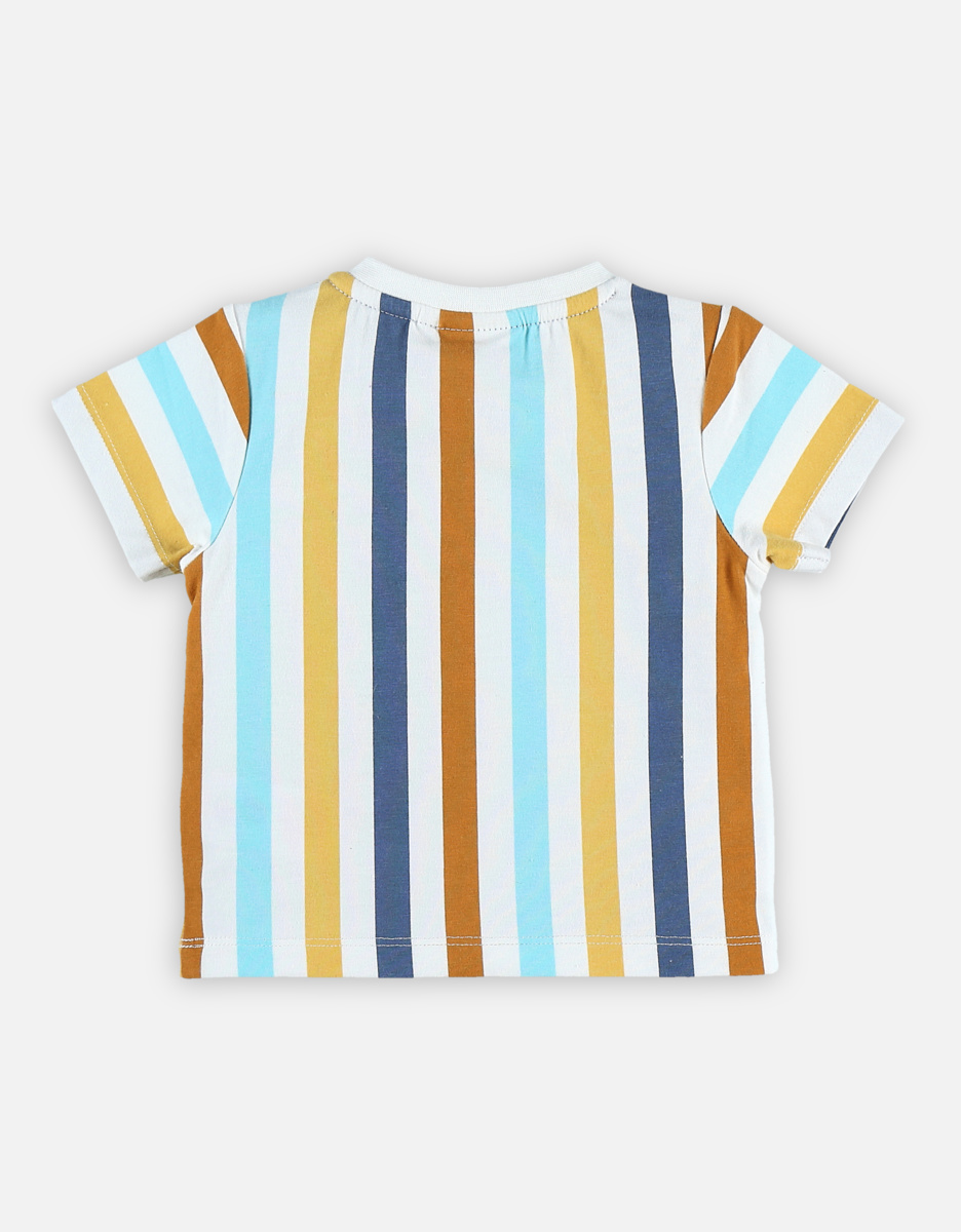 T-shirt manches courtes à rayures multicolores
