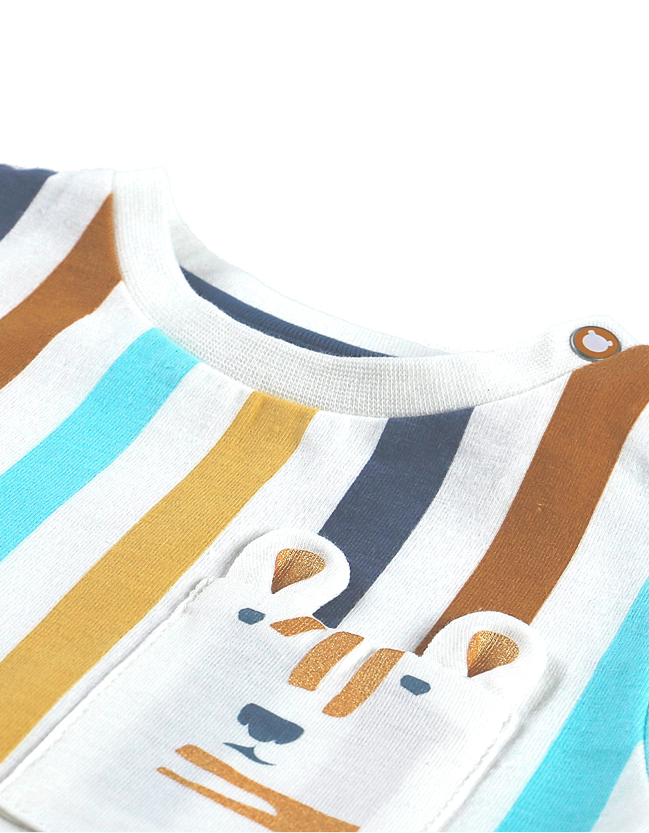 T-shirt manches courtes à rayures multicolores