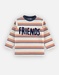 Striped cotton "friends" t-shirt, navy, orange and beige