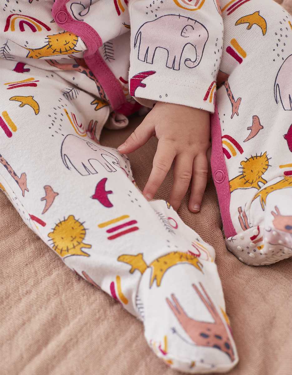 Jersey pyjama met dierenprint, lichtroos