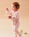 Fluwelen dinosaurussen pyjama, ecru en roos