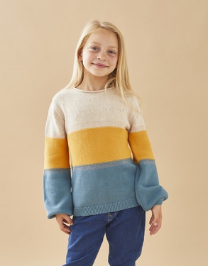 Knitted jumper, tricolour