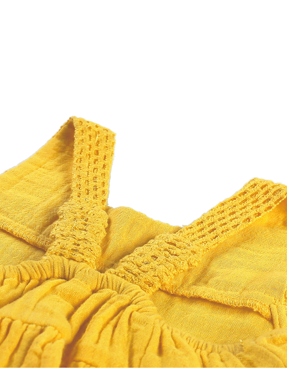 Robe fines bretelles zèbre jaune