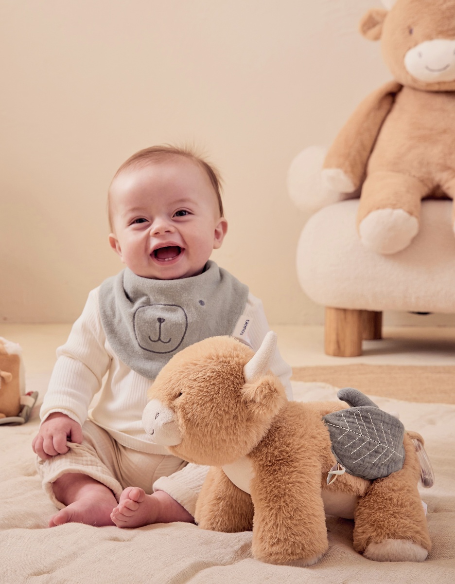 Fluffy activity plush in Veloudoux® and muslin beige
