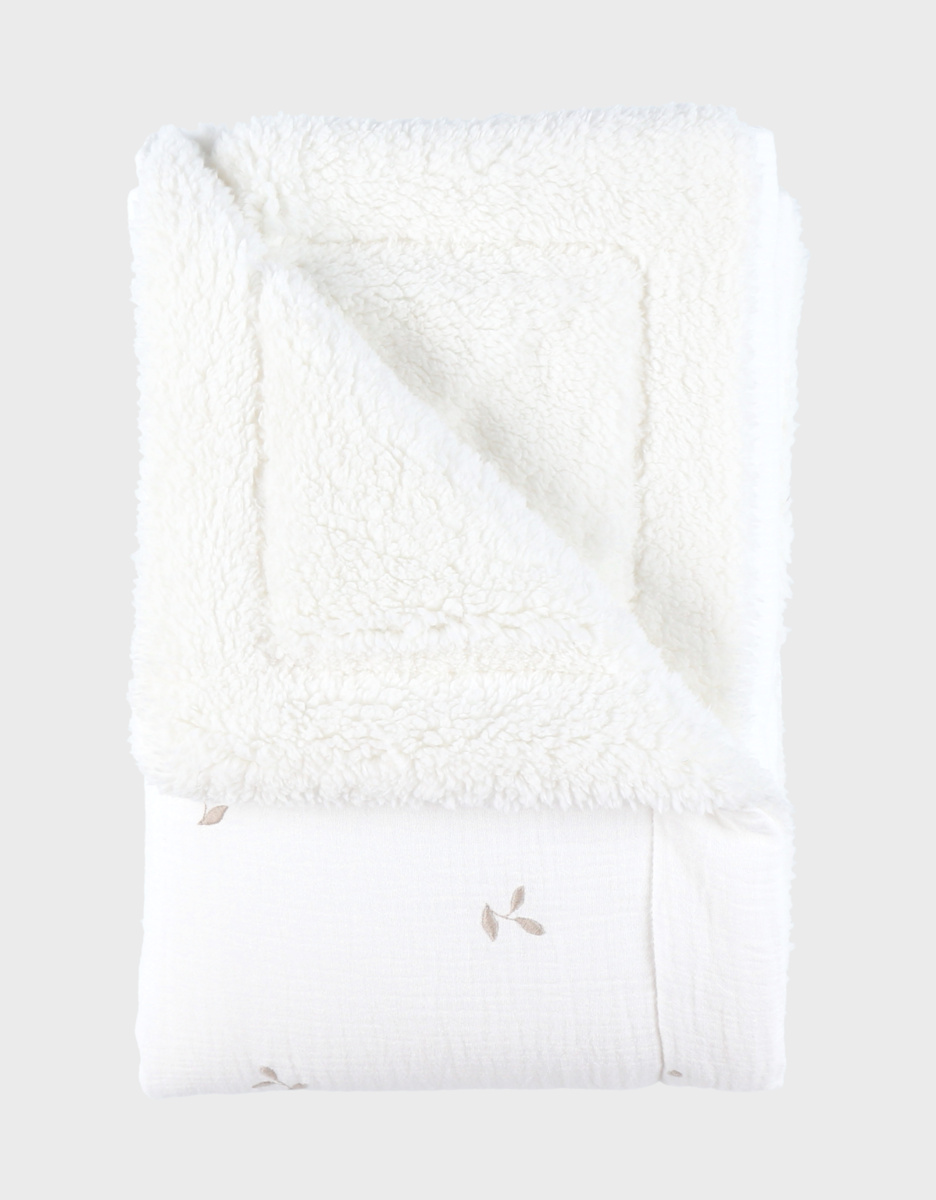 Deken 75x100cm in mousseline en sherpa écru
