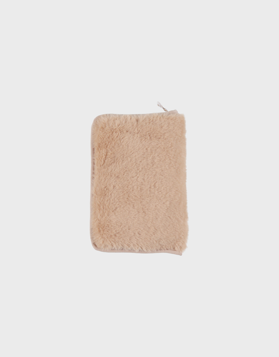 Camel faux fur health book cover - Lily
