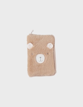 Camel faux fur health book cover - Lily
