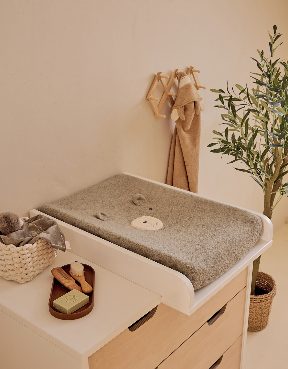Matelas à langer avec housse en éponge vert sauge