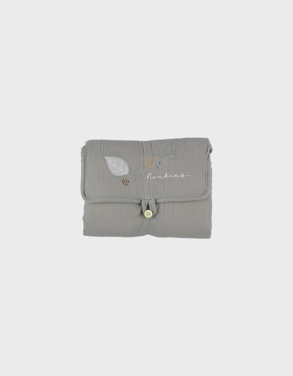 Travel changing mat in khaki muslin and terry
