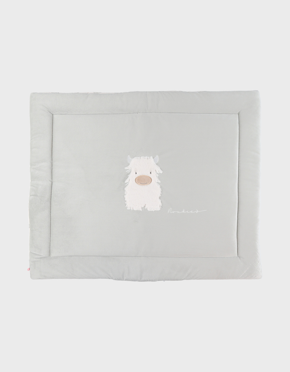 Reversible 75x95 playpen mat in Veloudoux and muslin – Fluffy
