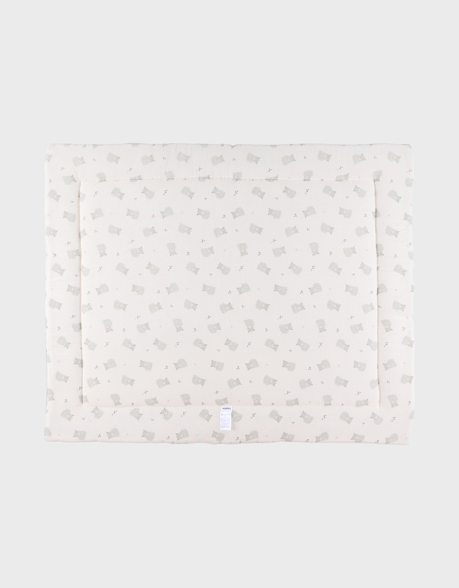 Reversible 75x95 playpen mat in Veloudoux and muslin – Fluffy
