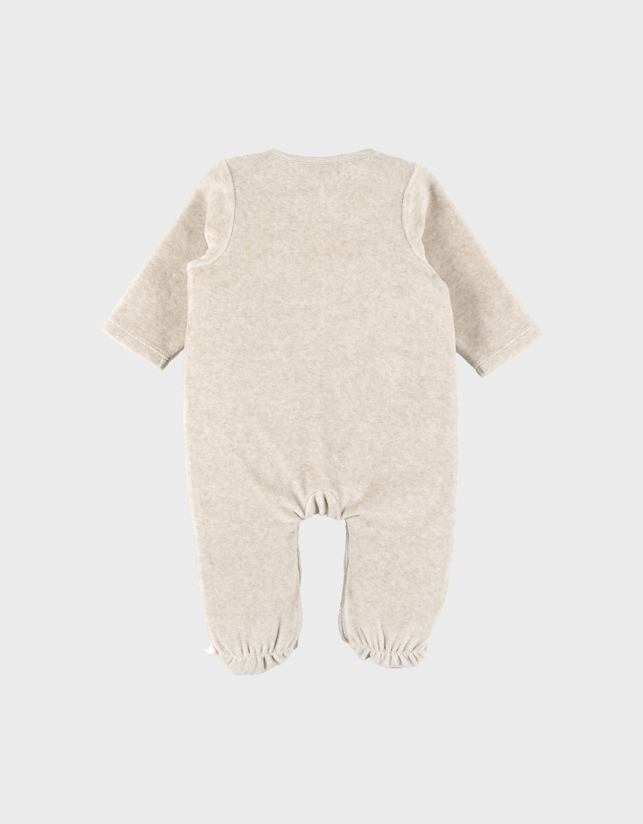 Beige velour sleepsuit with embroidery – Orso
