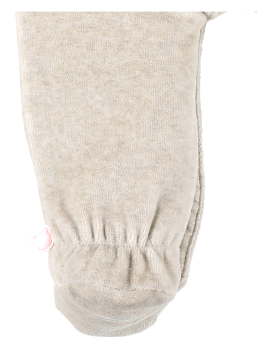 Beige velour sleepsuit with embroidery – Orso
