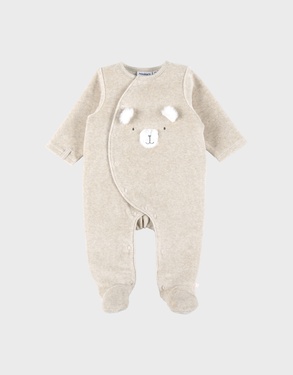 Beige velour sleepsuit with embroidery – Orso
