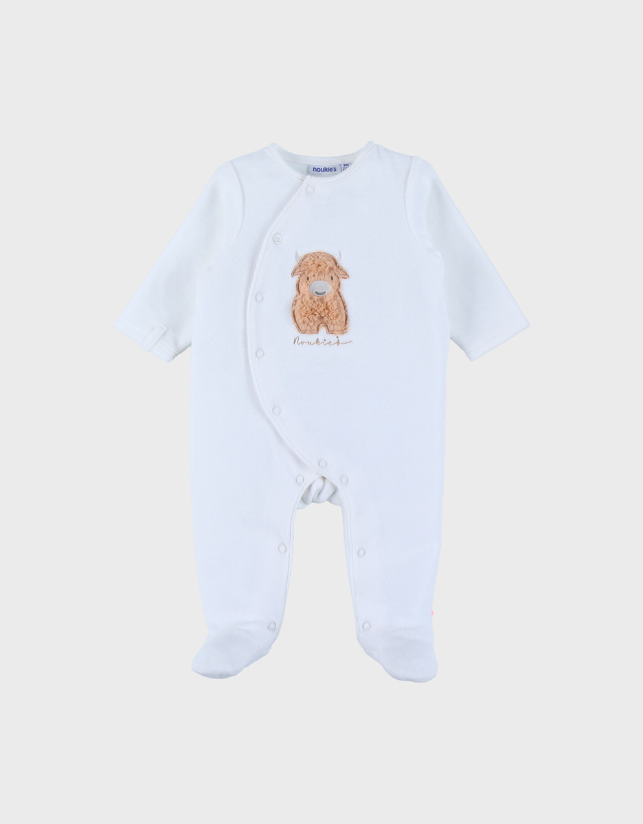 White velour sleepsuit with embroidery – Fluffy
