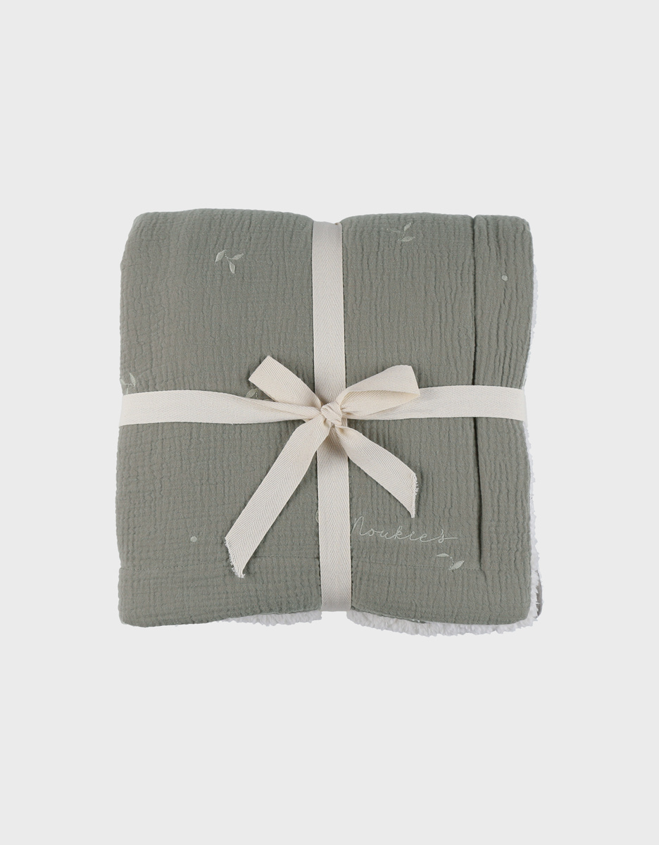 100x140cm muslin and sherpa blanket – khaki
