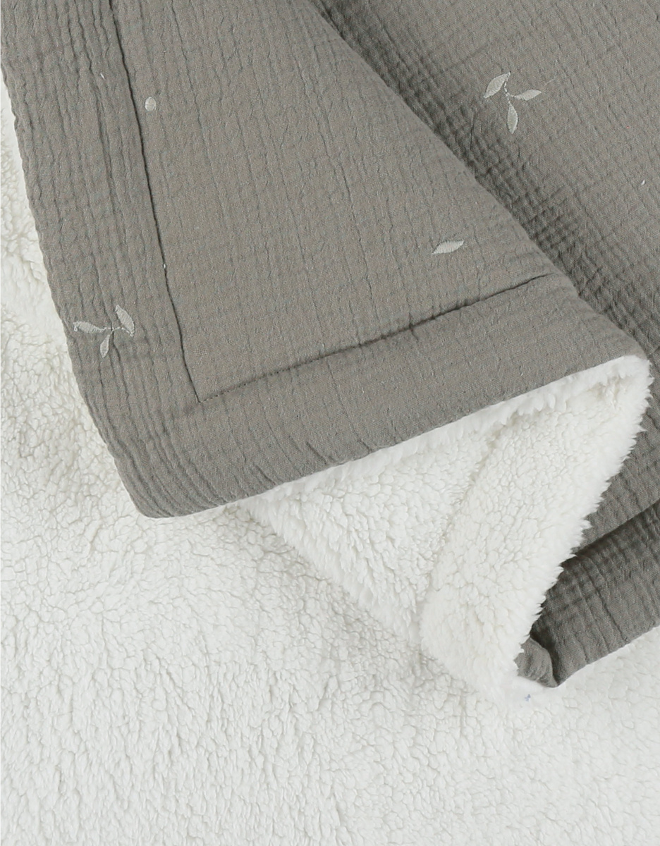 100x140cm muslin and sherpa blanket – khaki
