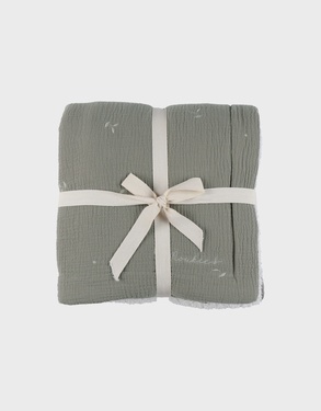 100x140cm muslin and sherpa blanket – khaki
