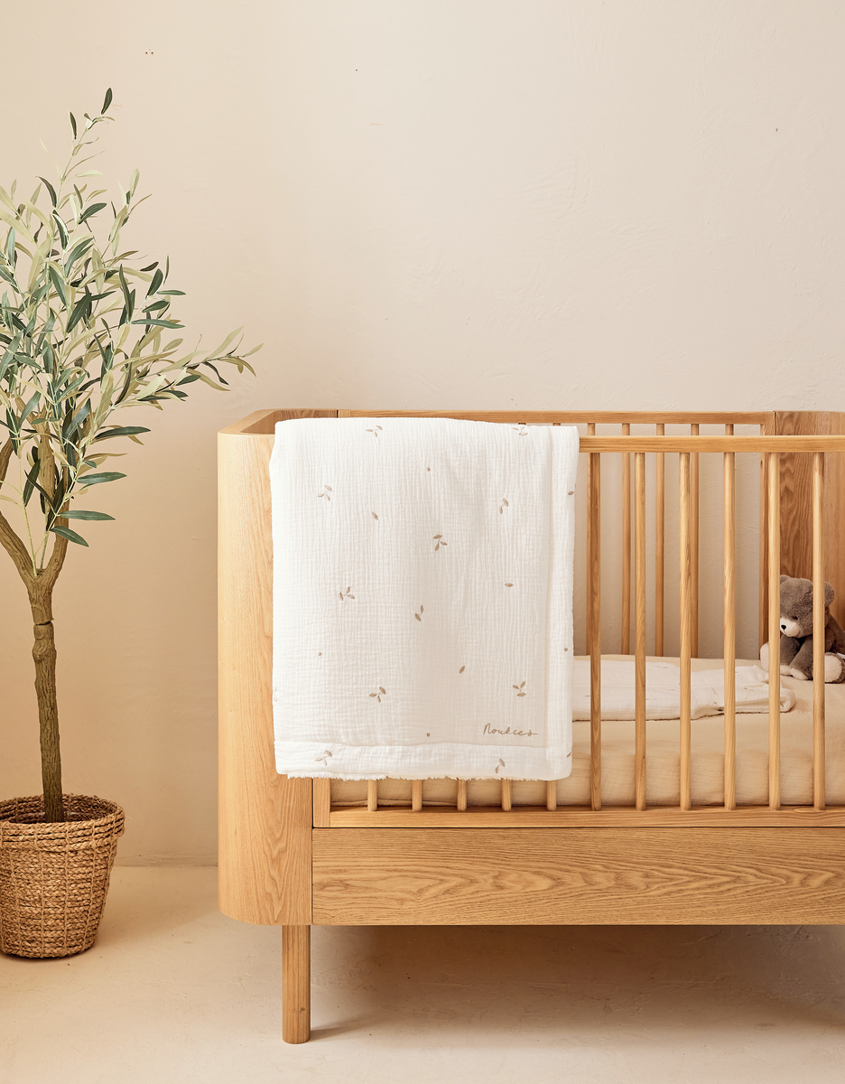 75x100cm muslin and sherpa blanket in ecru
