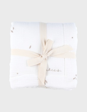 75x100cm muslin and sherpa blanket in ecru
