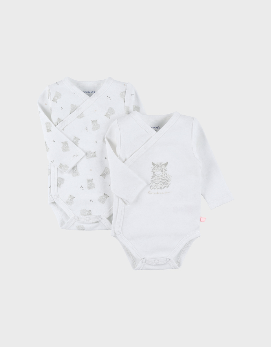 Set of 2 wrap bodysuits in organic jersey cotton
