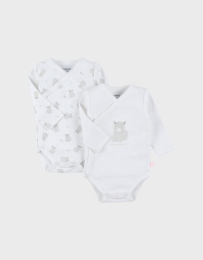 Set of 2 wrap bodysuits in organic jersey cotton
