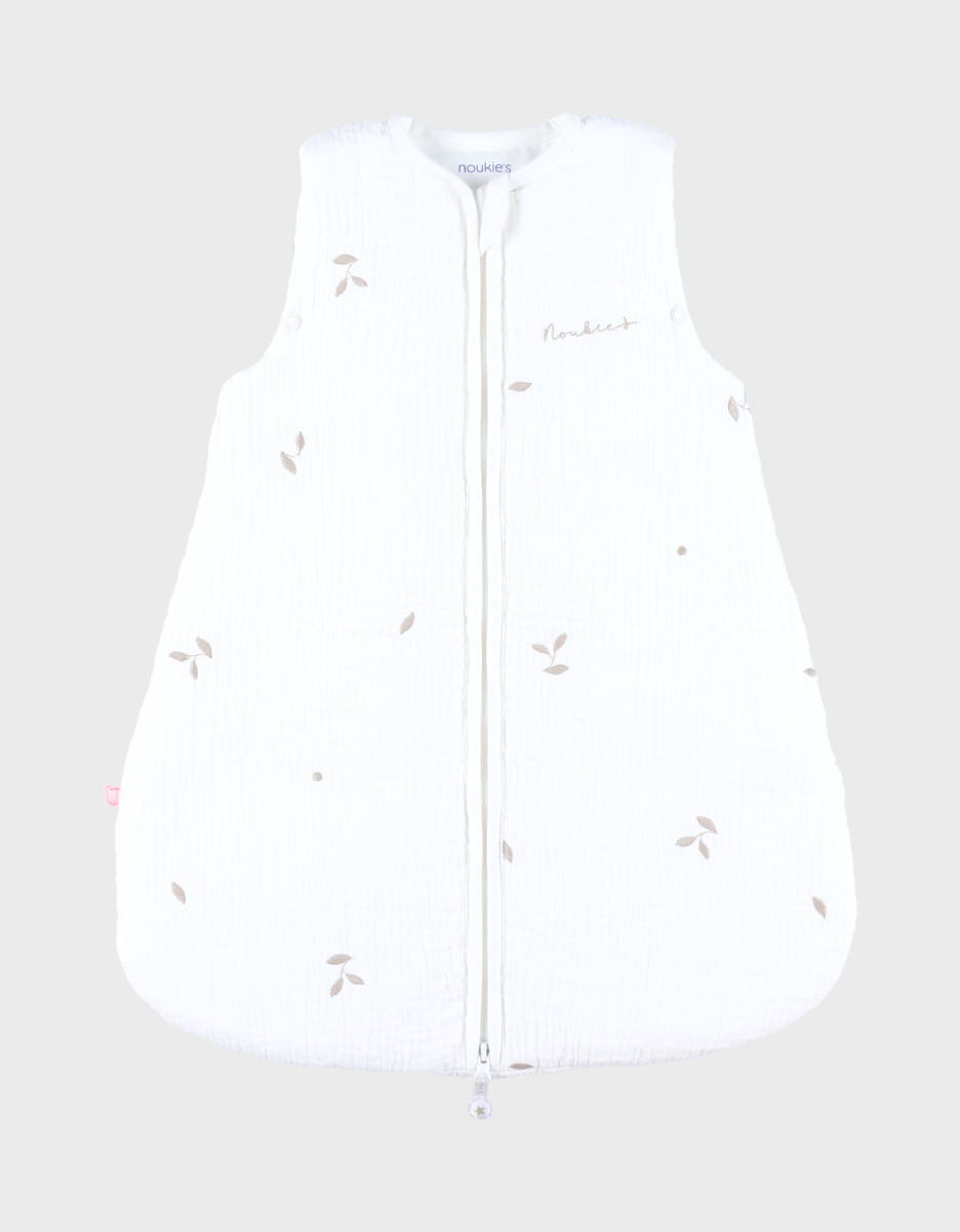 Slaapzak 50cm in gewatteerde mousseline met borduursel
