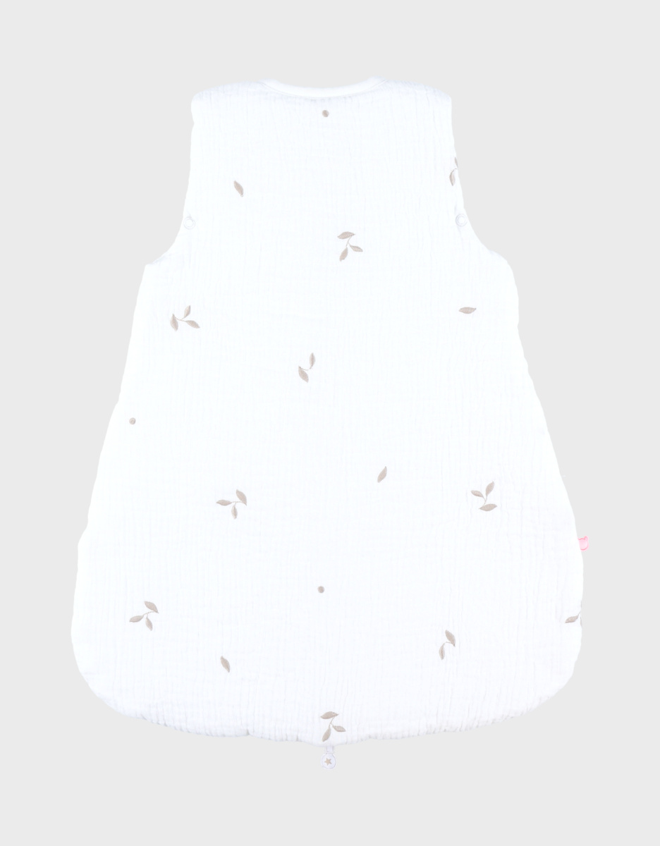 Slaapzak 50cm in gewatteerde mousseline met borduursel
