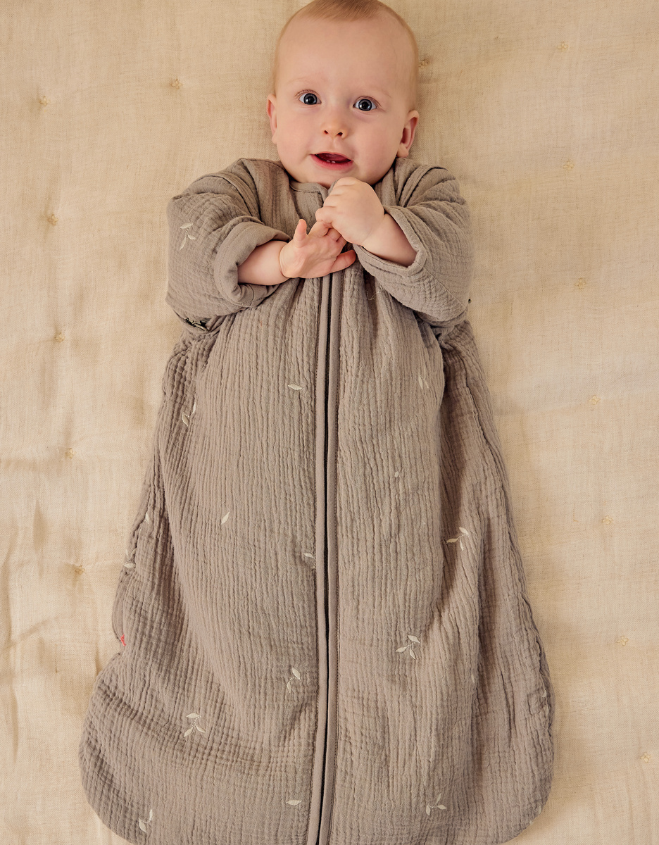 70cm quilted muslin sleeping bag with embroidery

